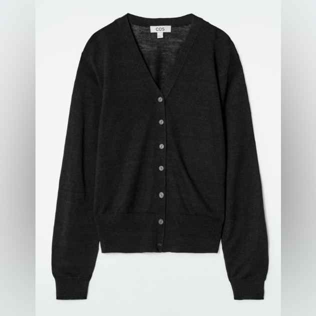 Cos Merino Wool-Linen Blend V-Neck Cardigan Size S